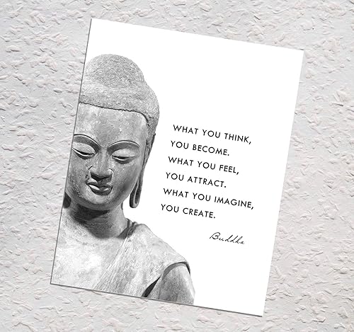 Miniatura 6 de What You Think You Become Buddhism Inspirational Quotes Spa Wall Art Print Meditation Gift for Women, Yoga Motivational Spiritual Buddha Room
