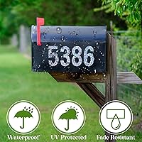 Vista 5 de 40 calcomanías reflectantes de números de buzón, 3 pulgadas de vinilo holográfico con purpurina para buzón, número de buzón impermeable