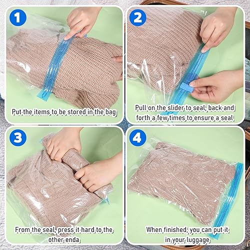 Miniatura 4 de 3 bolsas de almacenamiento al vacío ahorradoras de espacio, bolsas de compresión de tamaño pequeño para viajes, bolsas de sellado al vacío para