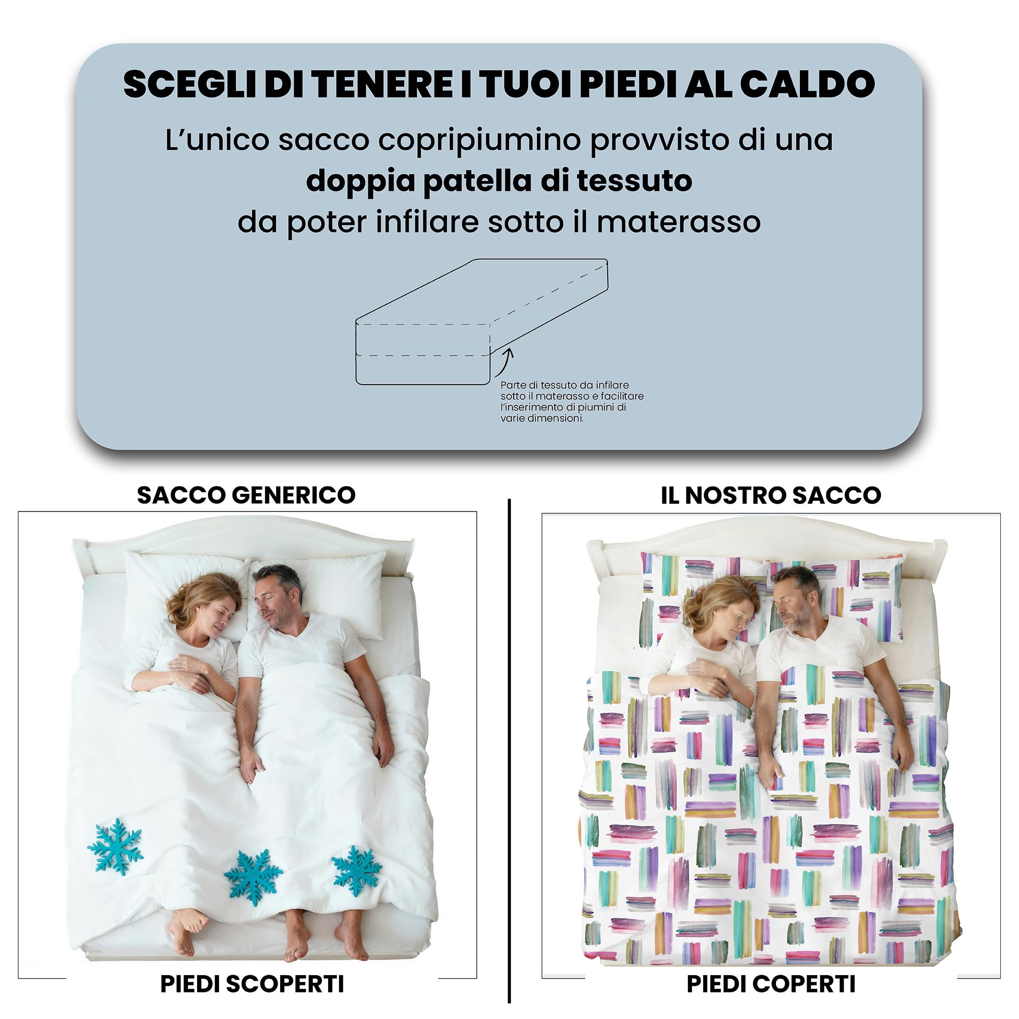 Set Copripiumino Fantasy, Lavorato in Italia - Parure Copri Piumino - Sacco Piumone 200x200 cm con Patella e federa Cuscino, Piazza e Mezza, Multicolor