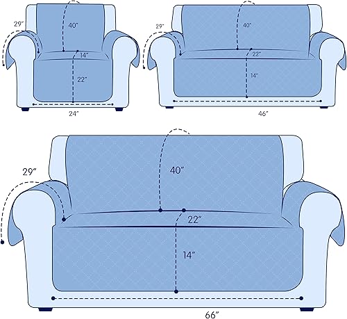 Miniatura 3 de subrtex Juego de funda de sofá incluye fundas de sofá biplaza y silla, protector reversible de muebles de primera calidad con correas elásticas para