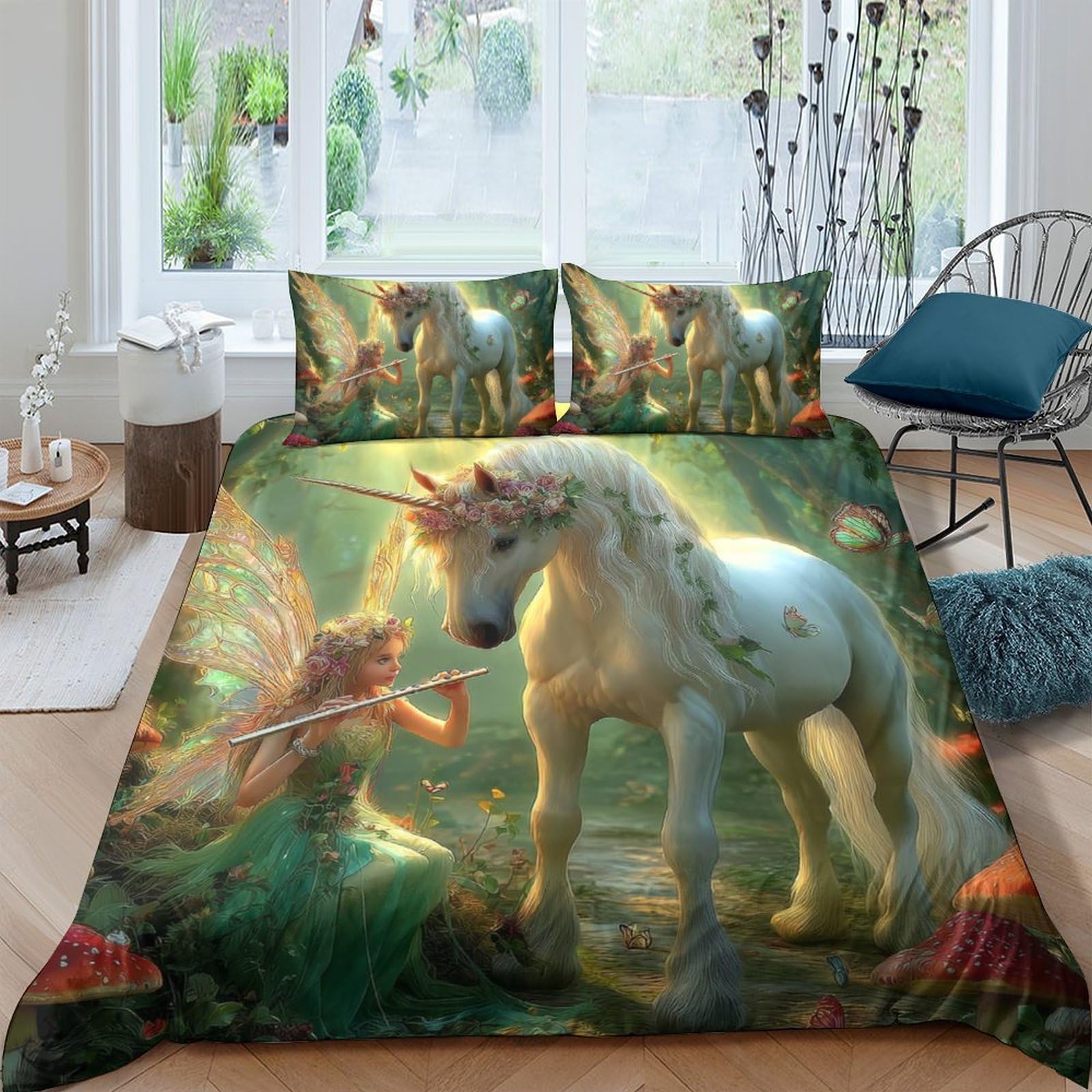Ctjqhvkz Style-10 3D Printed Fairy Unicorn Fitted Sheet Microfiber Soft Decorative Mattress Cover For Bedroom Guest Room Protection Single（135X200cm）