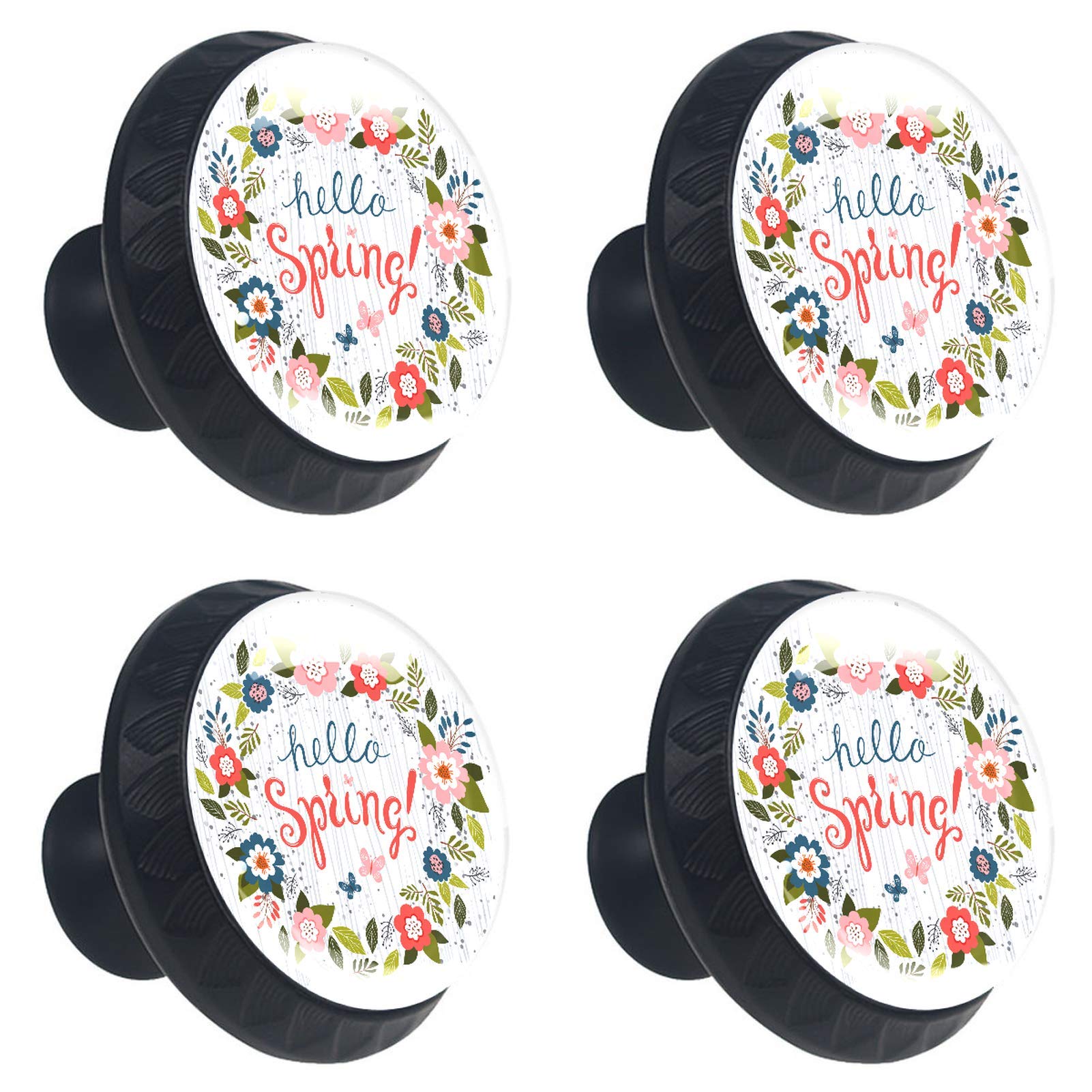 Boutons ronds en verre Hello Spring 30 mm pour meuble et tiroir x4
