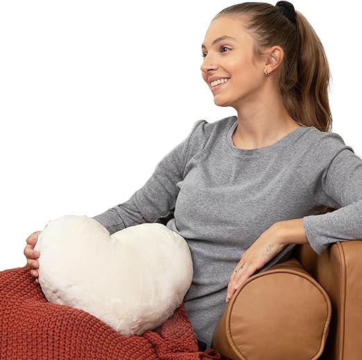 Heart to Hug Pillow in Ivory | 5 lb Cozy Weighted Pillow for Self Care Ultra Soft Sensory Heart Shaped Pillow for Comfort, Relaxation, Sleep - Thoughtful Gift for Adults and Teens