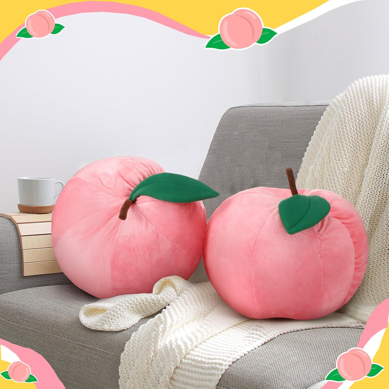 Beeveer Peach Plush Decorative Gift Cute Fruit Plush Pillow Kawaii Hugging Plushies Soft Novelty Cushion Seat Home Room Decor