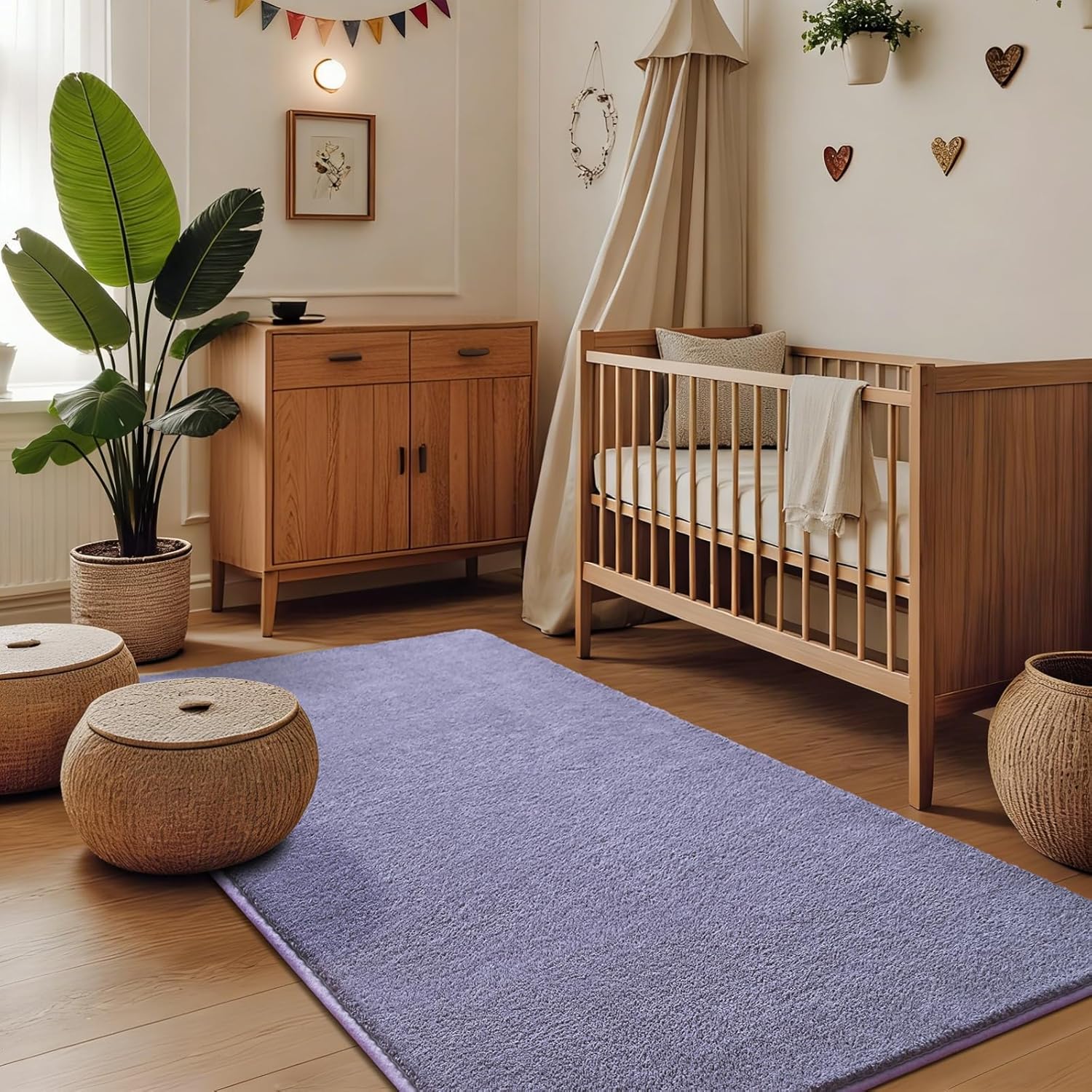 HOMORE 2x4 Runner Rug,Purple Rugs for Bedroom Living Room, Thickened Memory Foam Rug for Bedside, Non Slip Washable Mat for Kitchen Entrance, Shag Area Rugs for Dorm Nursery Room Home Office,Lavender