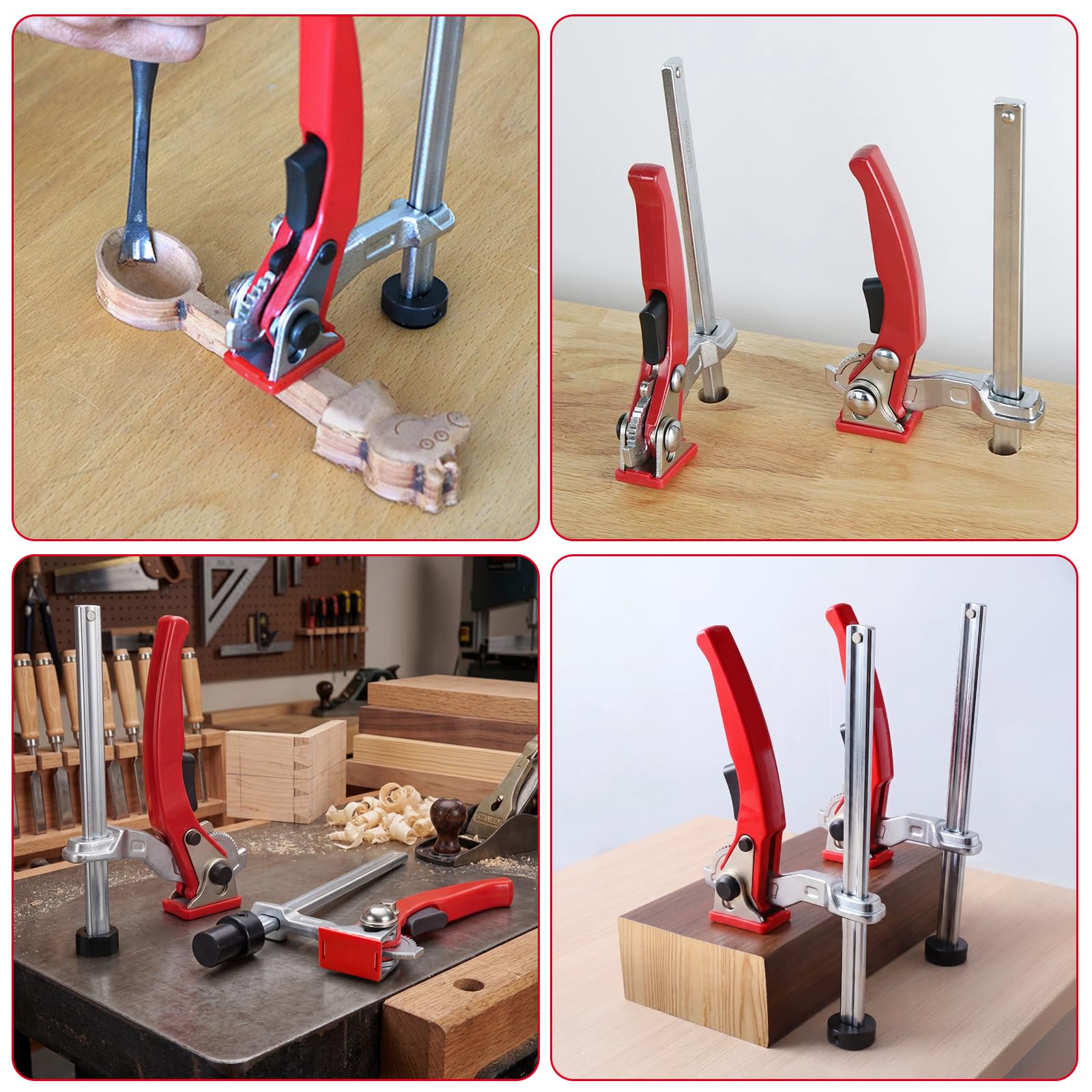 Set di ganci per panca da 20 mm, 2 morsetti a leva a sgancio rapido, 6 supporti antiscivolo, morsetti da tavolo in acciaio al cromo vanadio per tavolo MFT e banco da lavoro, lavori in legno precisi e