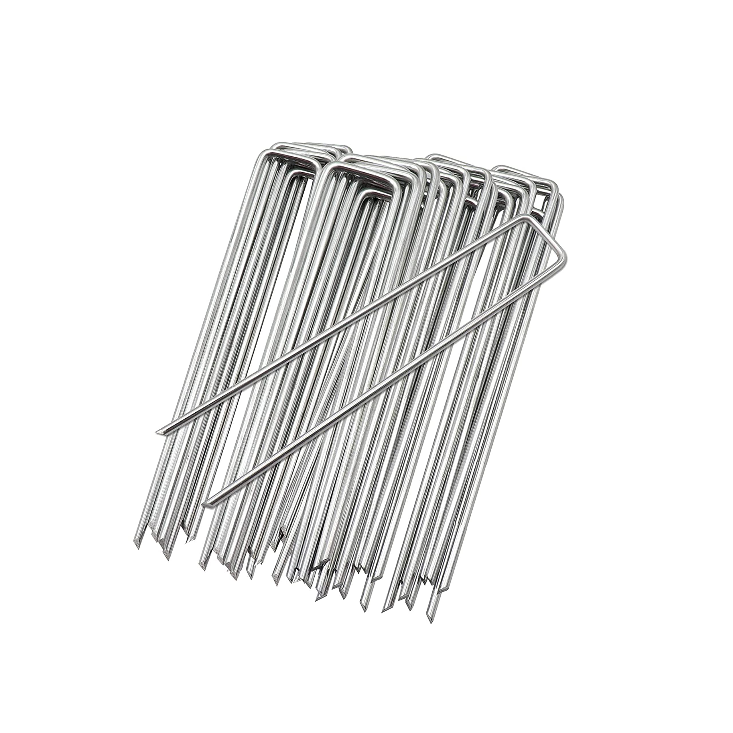 Garden Pegs 100 Pack – 6 Inch U-Shaped Landscape Staples, Heavy-Duty Weed Membrane Pins for Weed Fabric, Ground Sheets, Artificial Grass & Landscaping