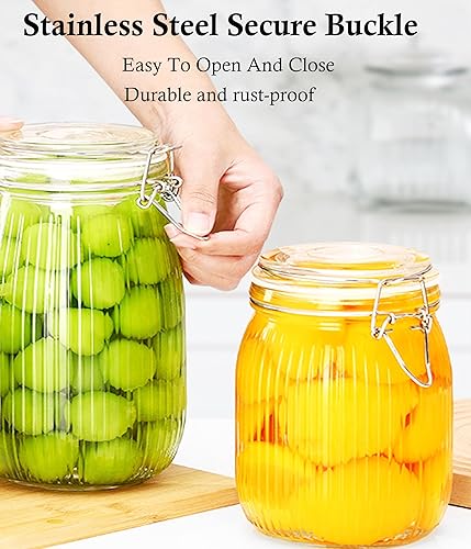 Miniatura 4 de GMEPOCH Tarros de vidrio de 24 onzas con tapas de abrazadera, herméticos, de boca ancha, recipientes sellados, recipientes de alimentos para cocina,