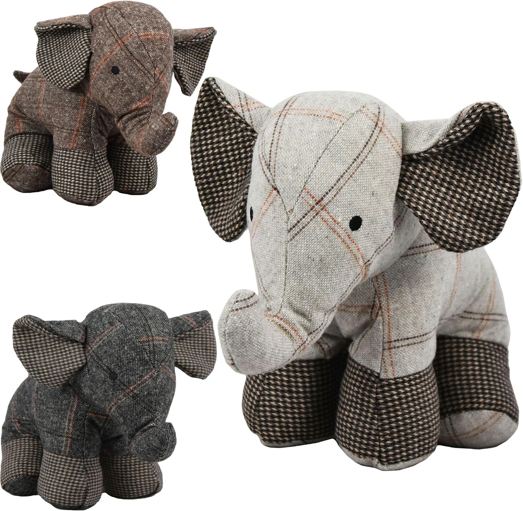 The Magic Toy Shop Weighted Door Stop Animal - Novelty Fabric Elephant Floor Stopper with Sand Filling - Decorative Door Holder for Wood, Carpet, Home Bedroom & Living Room, Assorted Colours