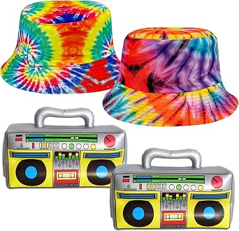 2pcs Tie Dye Bucket Hats 80s Hippie Hat Reversible Unisex Fisherman Cap Summer Sun Hat Outdoor Headwear