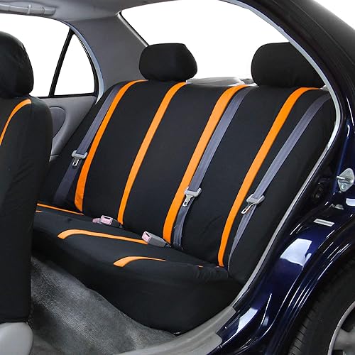 Miniatura 3 de FH Group Fundas de asiento de automóvil, accesorios interiores para automóviles, juego completo de fundas de asiento de tela plana única color