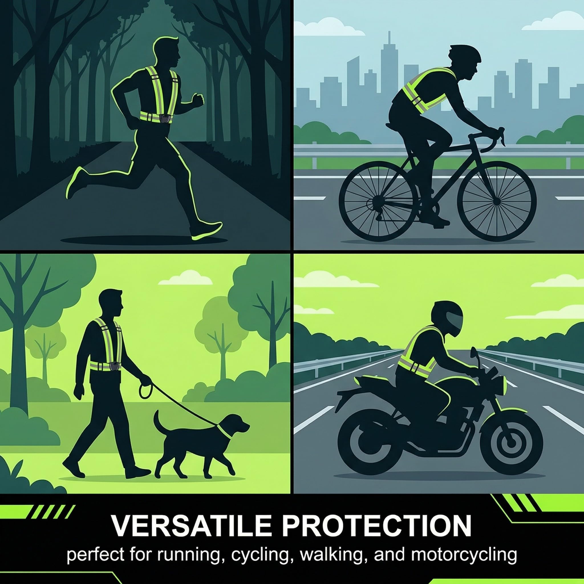 2 Bretelle Riflettenti Elastiche, Gilet di Sicurezza Ad Alta Visibilità Regolabile, per Corsa Notturna, Ciclismo, Adulti e Bambini