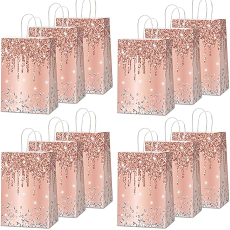 Pink Rose Gold Glitter Diamond Goodie Bags Party Favors