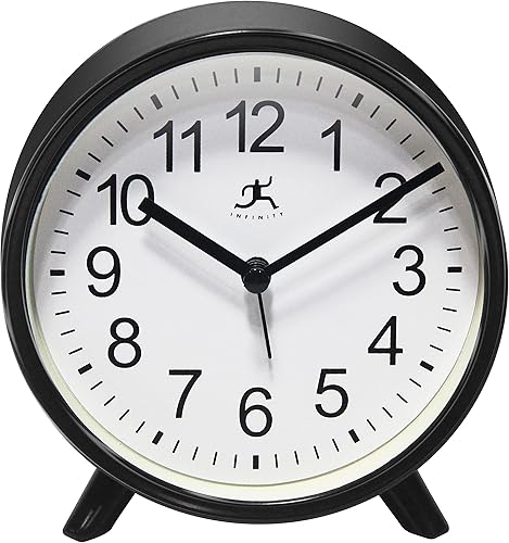 Miniatura 10 de Infinity Instruments Reloj despertador de mesa decorativo lindo 5.75 pulgadas cara moderna redonda analógica fácil de leer dorado mate pequeño Oro