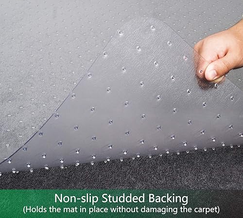 Miniatura 7 de 100pointONE Tapete para silla de oficina para alfombras, tapetes gruesos transparentes para suelos bajos, planos y sin pelusas, con agarres (48 x 36