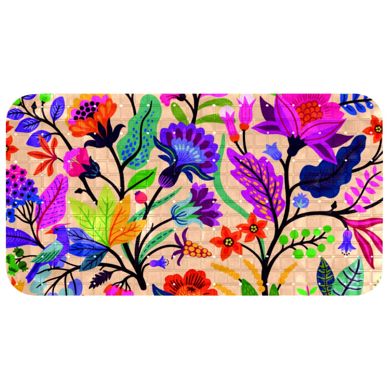 Tapis de bain doux floral Bennigiry 37x68 cm pour douche relaxante