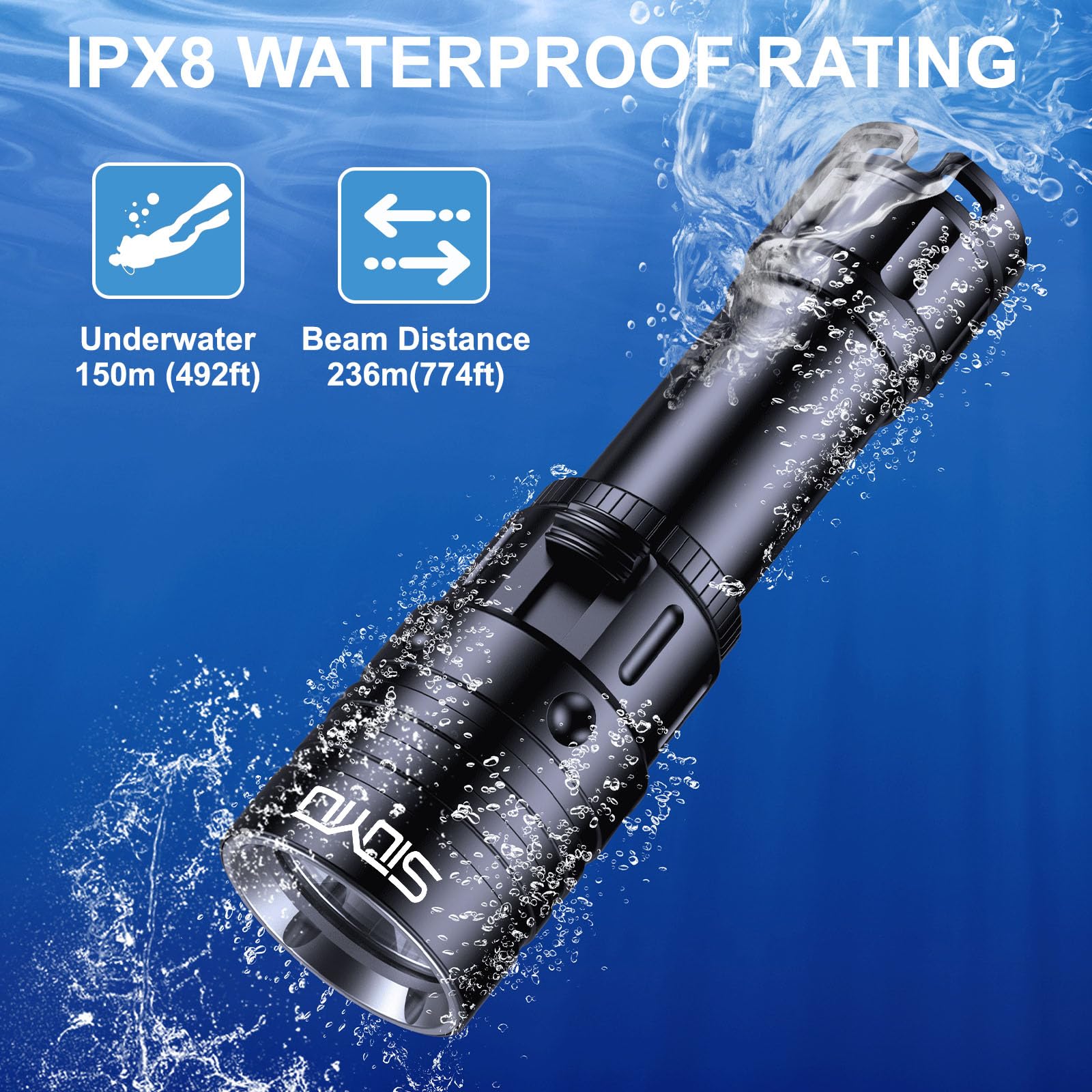 SHiLiPAi 2000 Lumen Diving Flashlight - Rechargeable Underwater Torch For Scuba - View #7