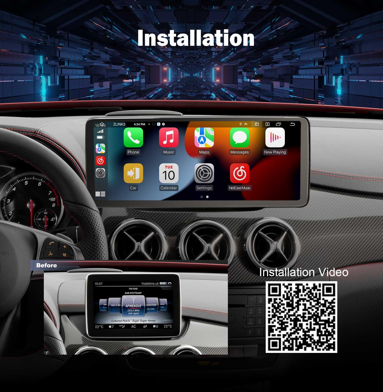 Erisin 12,3" Qualcomm 8GB+128GB Android 14 Radio Coche Bluetooth GPS Navegador para Mercedes Benz Clase B W246 NTG 5.0/5.1/5.2 Estéreo CarPlay Android Auto WiFi 4G DSP Dab+ USB Pantalla IPS Canbus