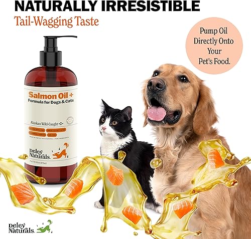 Miniatura 6 de Deley Naturals Aceite de salmón capturado en la naturaleza de Alaska prémium para perros y gatos, suplemento de aceite de pescado rico en omega-3