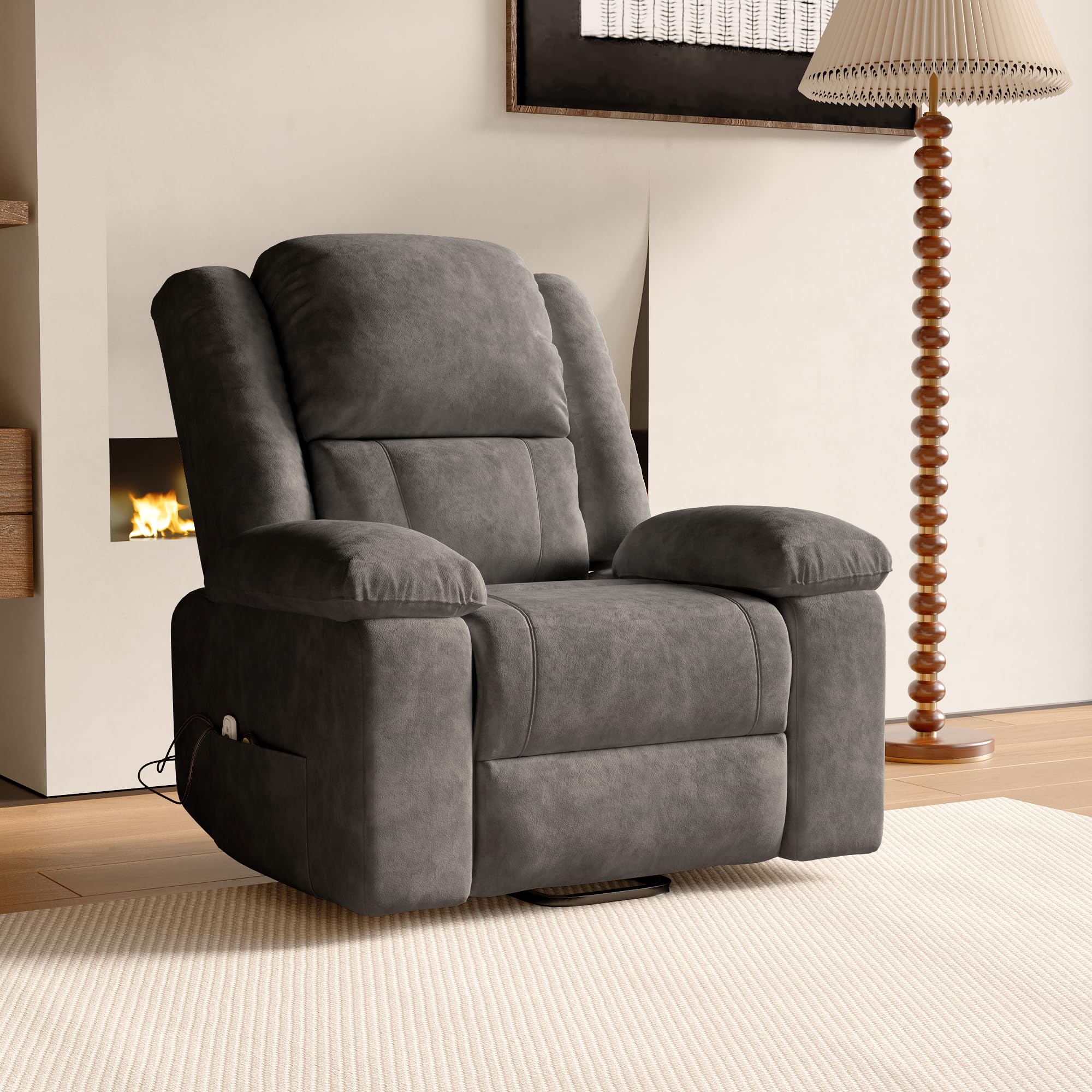 Silla de Masaje eléctrica, sillón Relax con 8 Zonas de Masaje potentes y 2 Puntos de Calor, Silla eléctrica con función reclinable y Bolsillos Laterales (Gris, A)