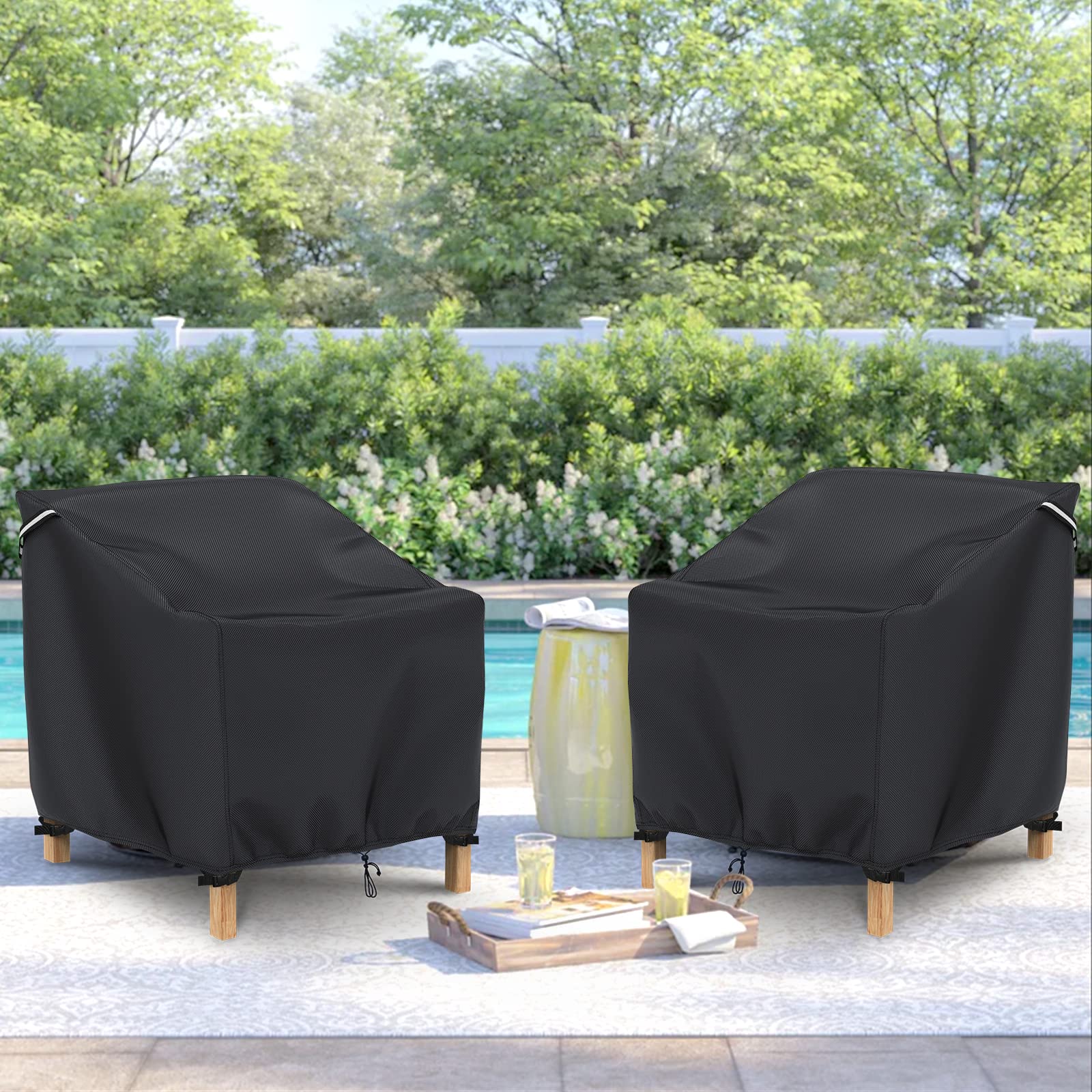 Gasadar Patio Chair Covers 2 Pack 32" W x 37" D x 36" H, Black view 7