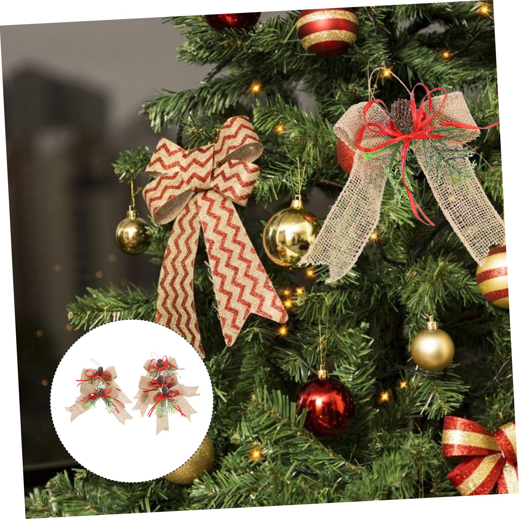 Ciieeo 15 Piezas De Lazo De Navidad Lazos De Arpillera para Manualidades Estilo Navideño Decoración Colgante Cinta De Navideña Decoraciones Navideñas Accesorios De