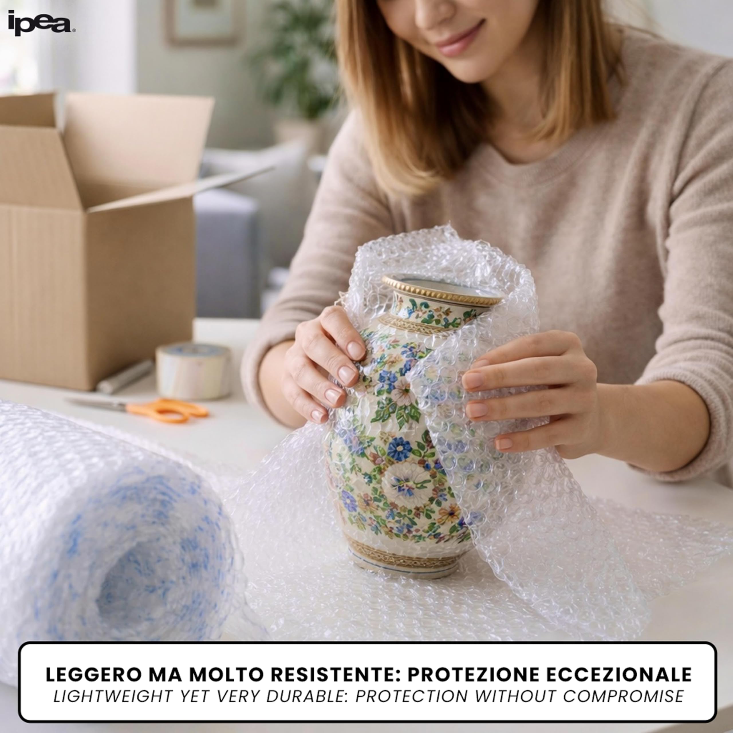 IPEA Rollo de Plástico de Burbujas para Embalaje y Envío – 20 Metros x 30 cm – Made in Italy – Pluriball - Burbujas de Aire Protección, Acolchado, Embalaje Objetos – Resistente Desgarro - 55 gr/mq
