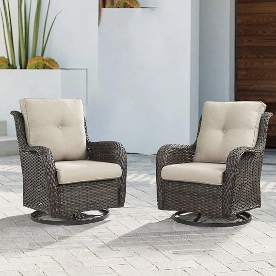 Patio Chairs Rocking Swivel Chair 2 Piece Wicker Rocker