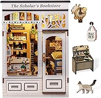 Vista 10 de CUTEBEE - Kit de rincón de libros - Juego de construcción DIY de casa en miniatura para adultos, estantería de casa en miniatura para libros