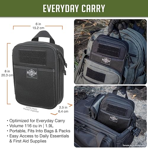 Vista 2 de MAXPEDITION Organizador de Bolsillo Beefy, Compacto, Compatible con MOLLE, Bolsa Táctica de Nylon 1000D, Herramientas de Portación Diaria