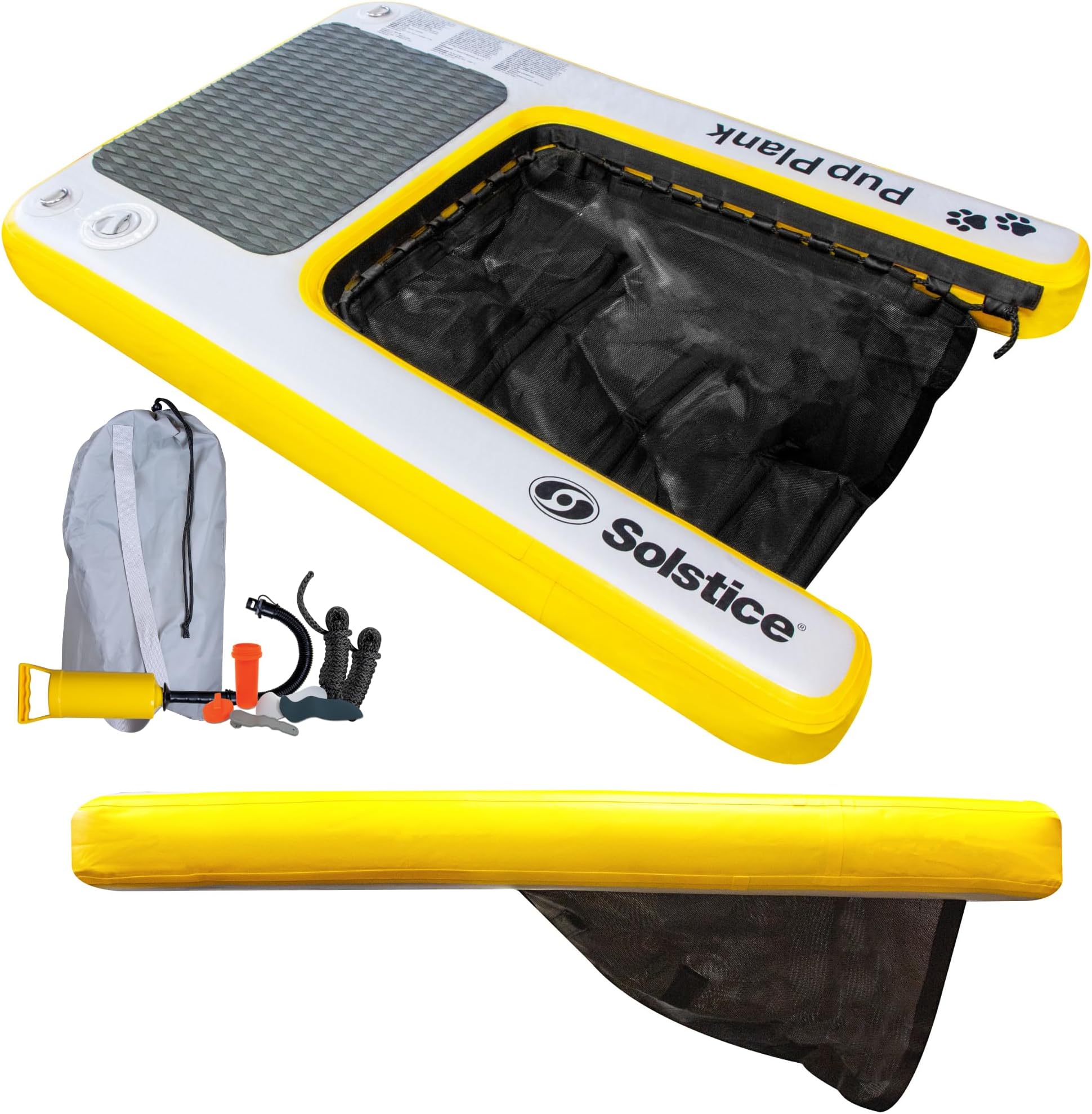 SOLSTICE Inflatable Puppy Plank Dog Water Lamp for Boats and Docks XL 200lb Capacity - Floating Platform for Pets, Lake, River, Beach, Swimming Pool with Pump Patented Design