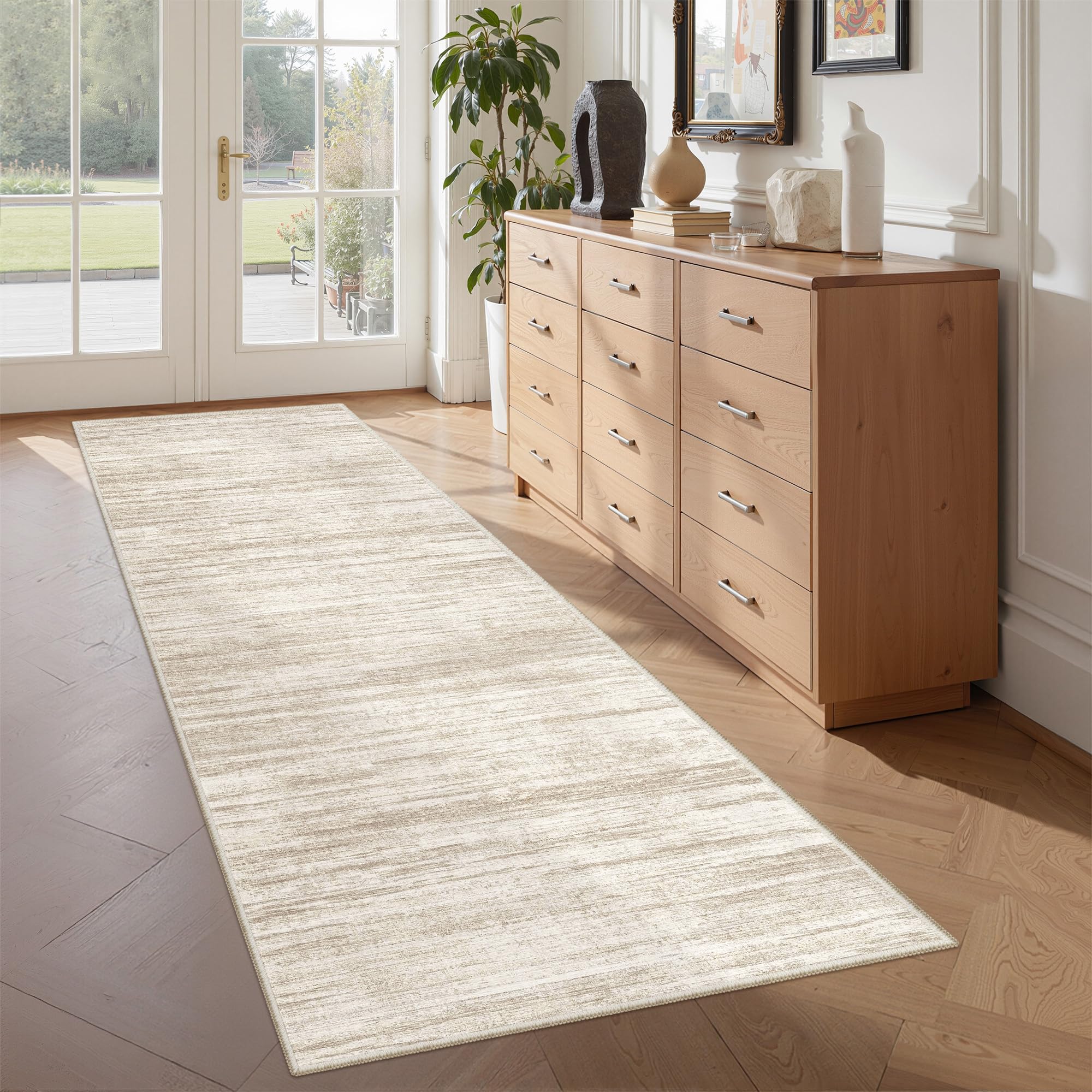 Restydon 2x6 Runner Rug Non Slip,Washable Hallway Runner Rug,Brown