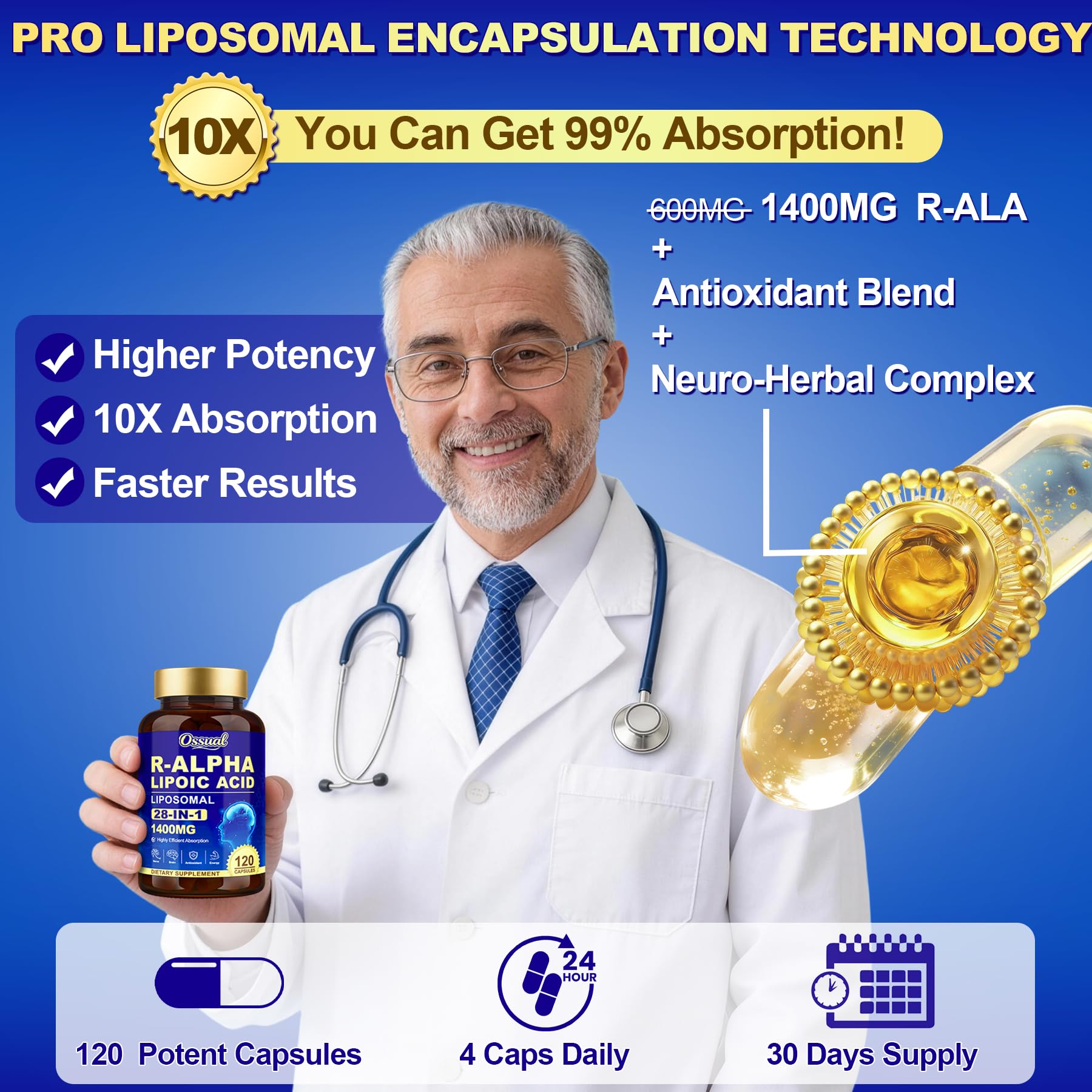 28-in-1 R Alpha Lipoic Acid 1400mg Neuropathy Supplements, 120 Capsules — Amazon image 6