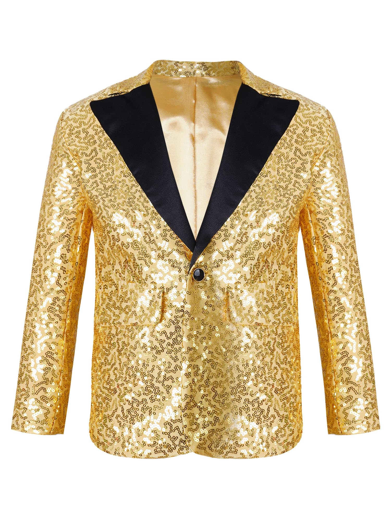 TiaoBug Enfant Garçon Paillette Veste de Costume d'honneur Mariage Cérémonie Soirée Manteau Blouse Gentleman Smoking Blazer Brillant Chemise Fête Carnaval 5-16 Ans