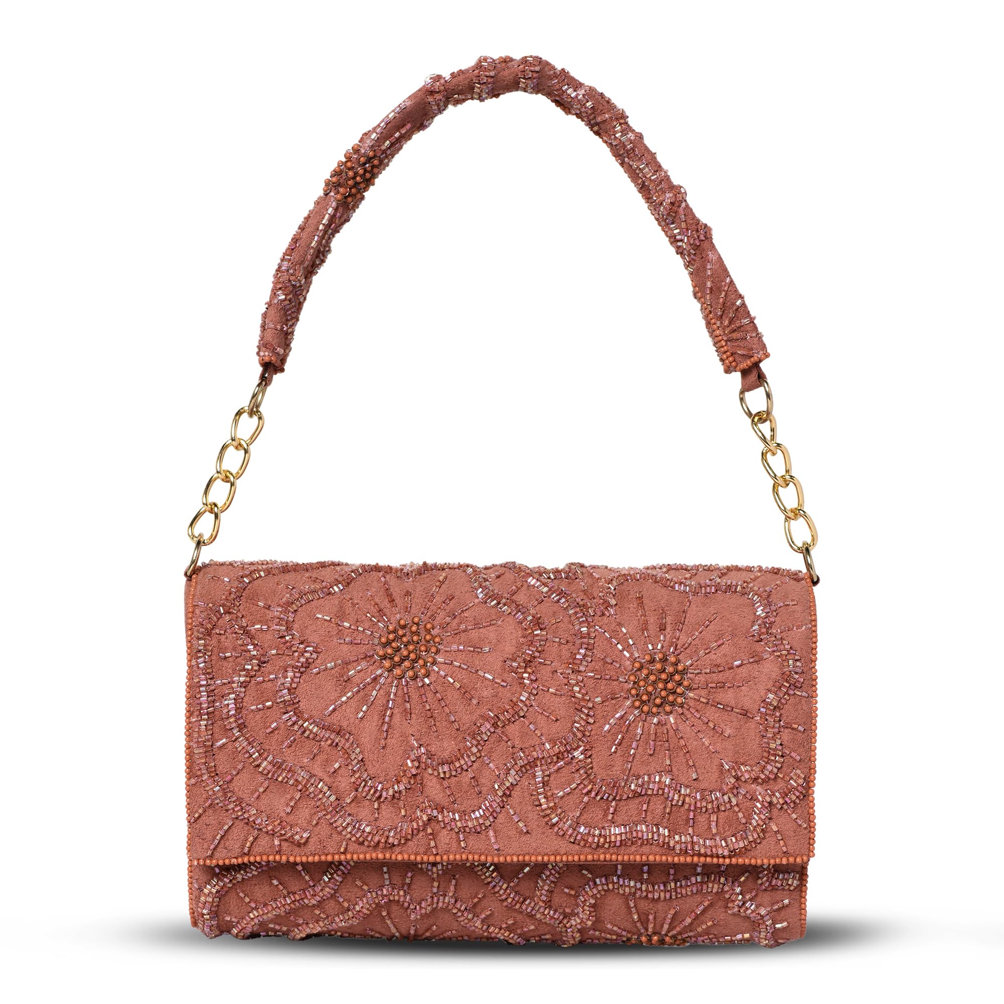 MARKQUES Cutdana Embellished Rusty Rose Clutch Purse With Cutdana Work Handle (B0CXKMZNYN) Amazon Price History, Amazon Price Tracker