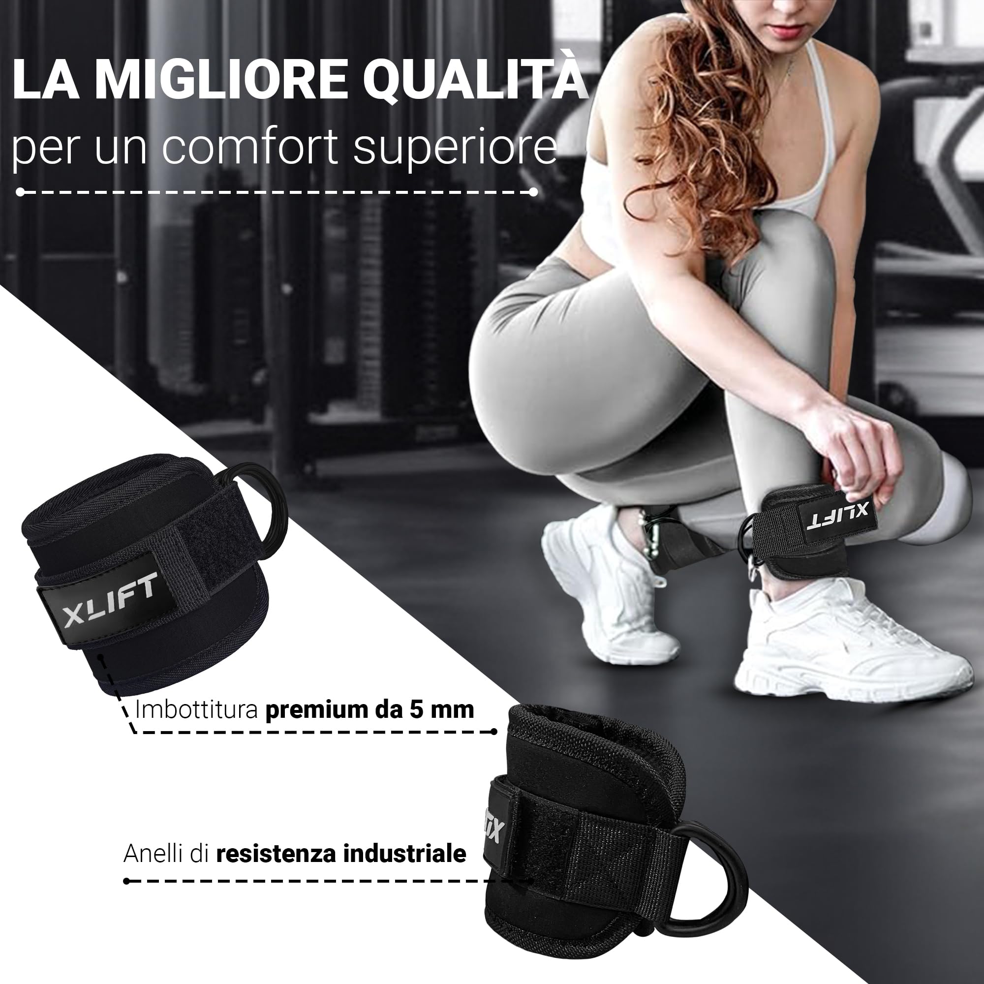 Cavigliere Per Cavi Palestra - Ankle Straps Regolabili Per Allenamento Glutei E Gambe, Per Uomo E Donna