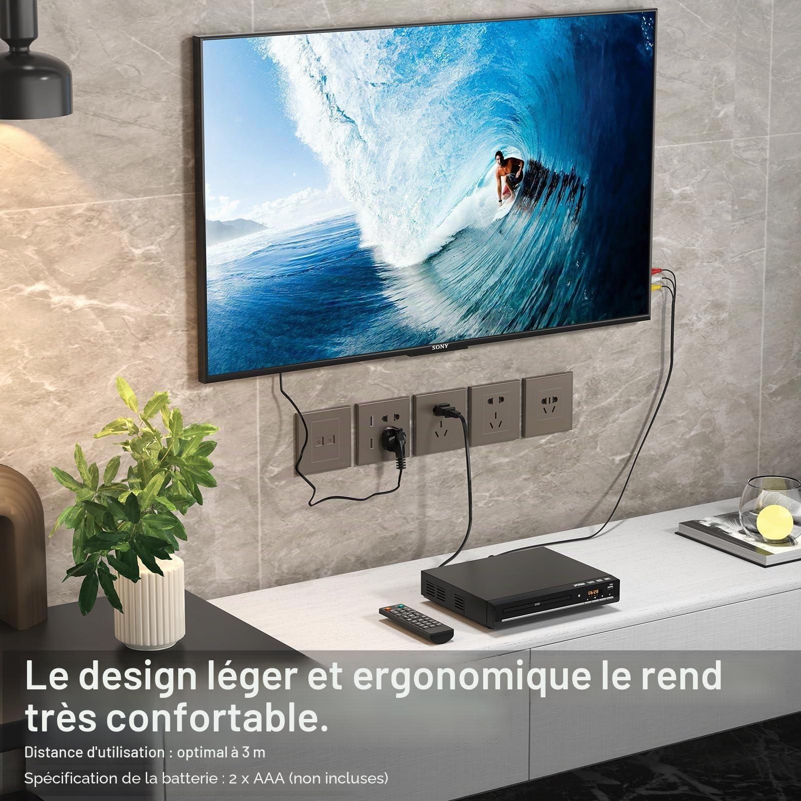 Lecteurs DVD pour TV HDMI, lit toutes régions et formats, lecteur CD maison, vidéo 1080p/CD/DVD/VCD/JPEG/USB, télécommande, câbles HDMI/RCA inclus