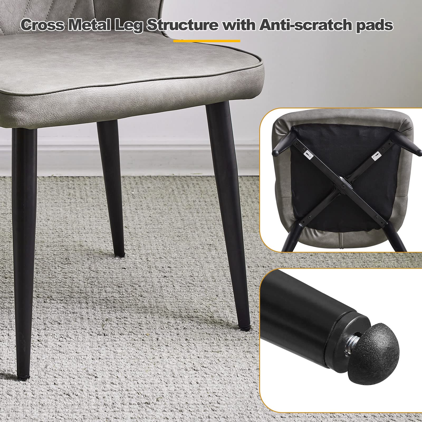 TUKAILAi Juego De 2 Sillas De Comedor Tapizadas De Piel Sintética