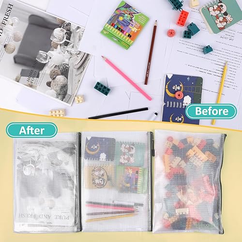 Miniatura 5 de YOPCDJ 12 bolsas de malla con cremallera, bolsa de rompecabezas A4 para organizar bolsa de almacenamiento, bolsas de archivos para oficina, juegos