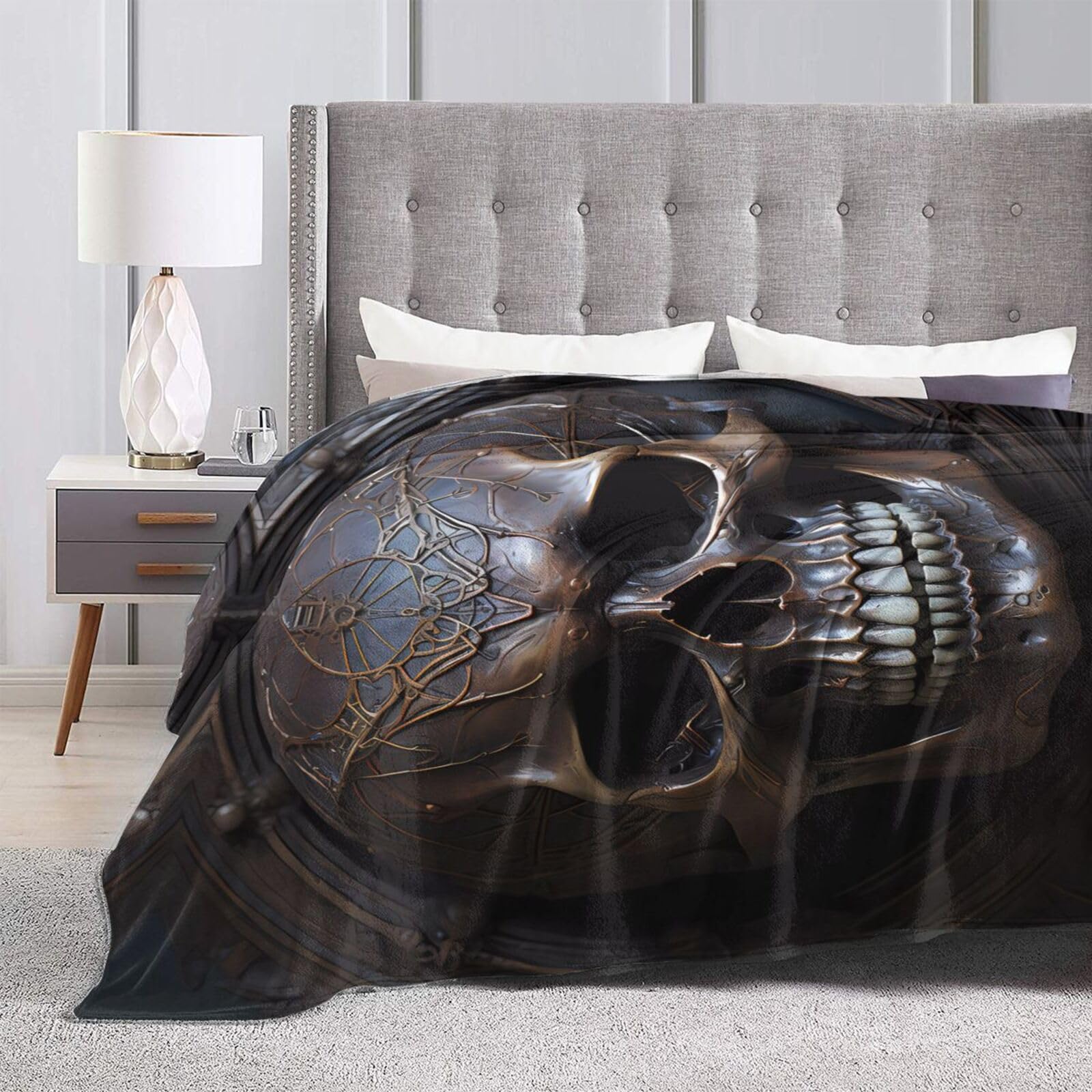 Coperta In Pile Con Teschio Femminile - 101,6 X 127 Cm - Leggera, Morbida E Calda - Regalo Per Uomini, Donne E Adolescenti