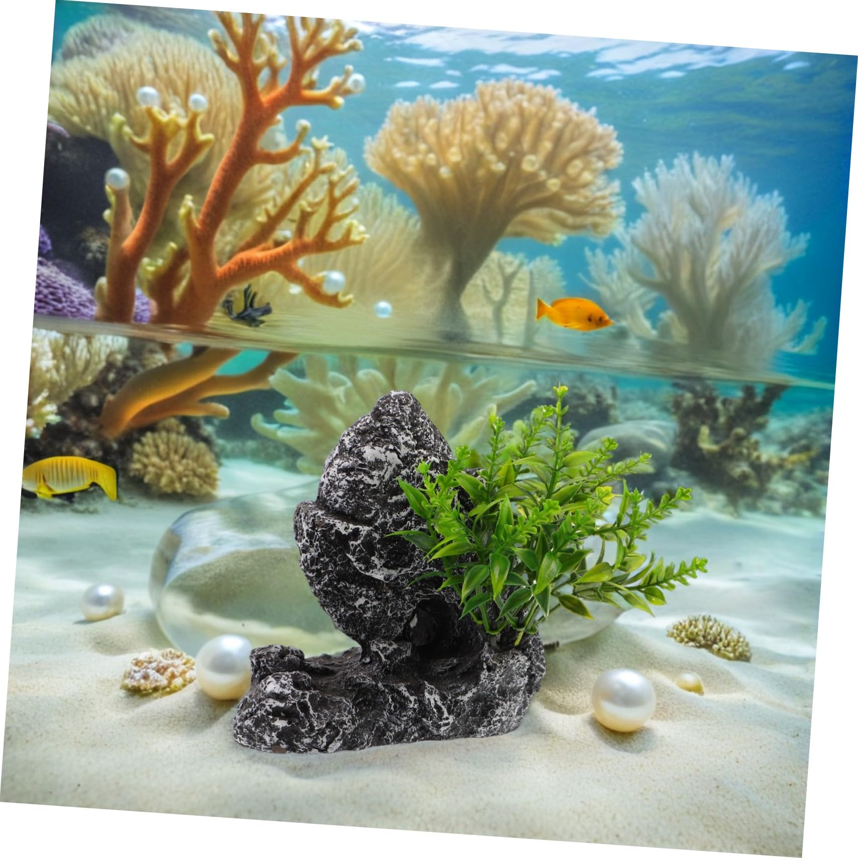 Ipetboom Decoración Acuario Piedra Simulada Montaña Cueva Escondite Betta Robusta para Peces y Camarones Pequeños Ornamento Paisajístico