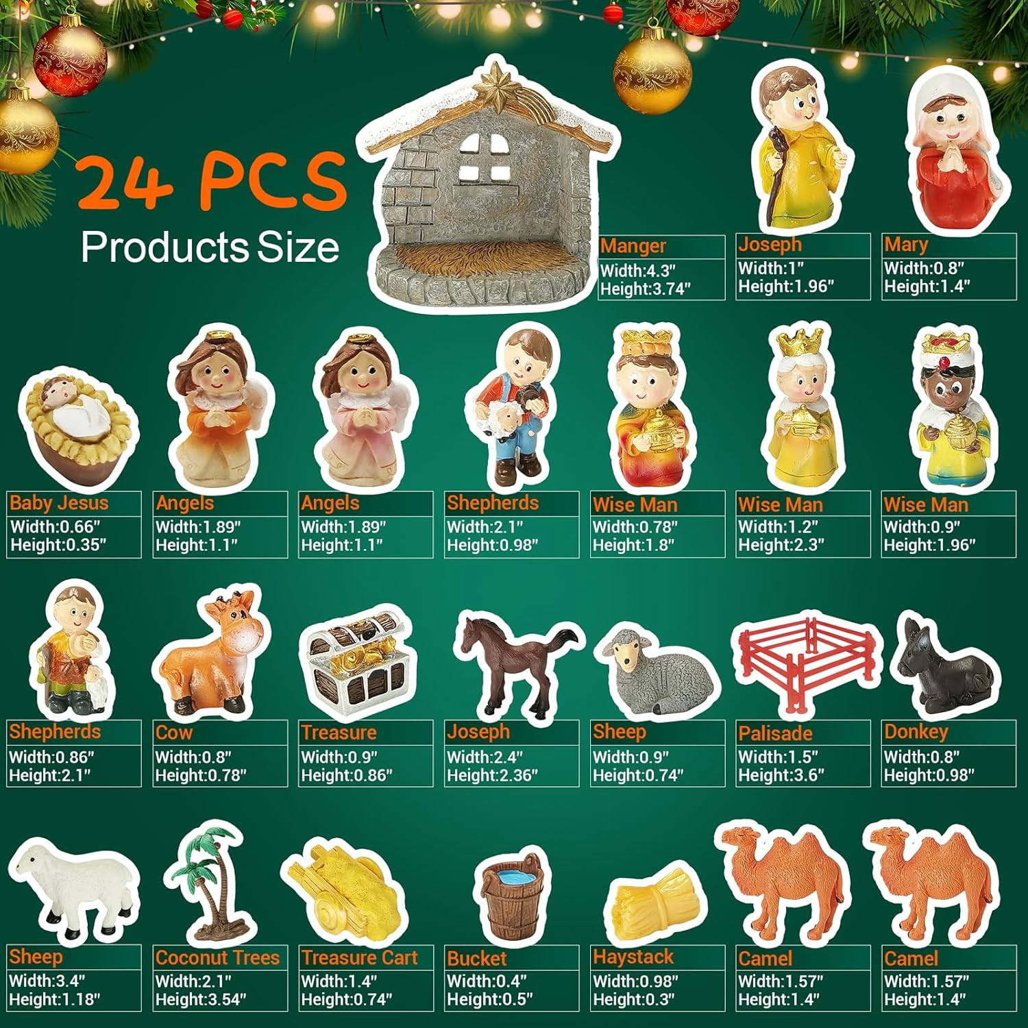 Nativity Advent Calendar, 24-Day Countdown Xmas Advent Calendar 2025-Little People Nativity Set Religious, Jesus Birth Scene for Adults, Kids, Christian Scene Ornaments Indoor Gift for Boy Girl