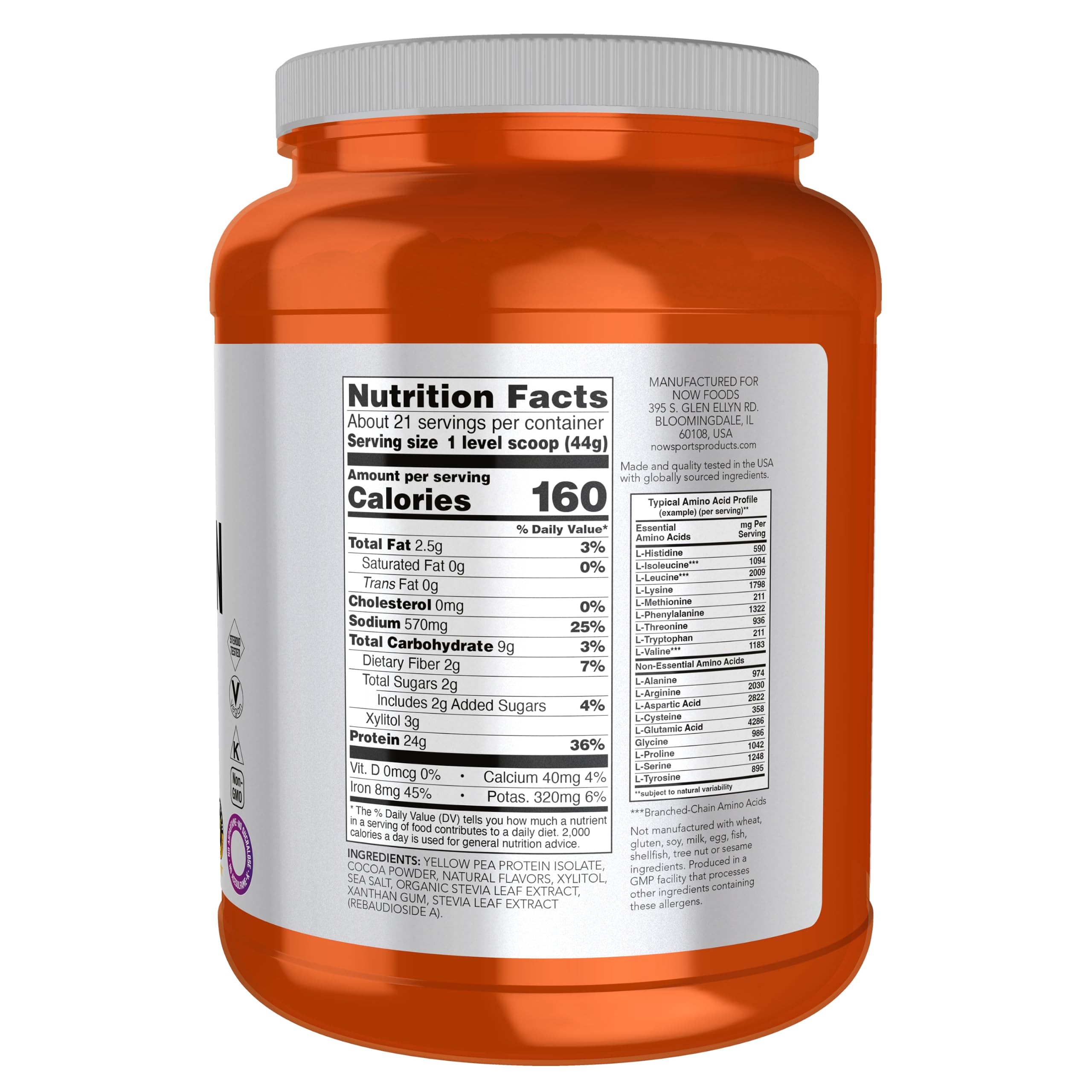 Now Sports, Pea Protein 24 g, Easily Digested, Creamy Chocolate, 2 lbs — Amazon image 2
