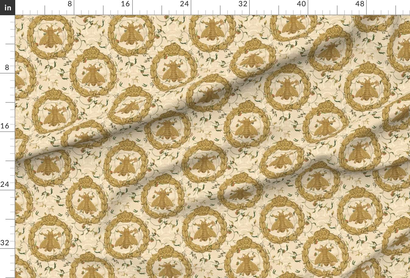 Spoonflower Fabric - Bees Bee Chintz French Antique Floral Vintage Nature Insect Honeybee Printed on Upholstery Velvet Fabric Fat Quarter - Upholstery Home Decor Bottomweight Apparel