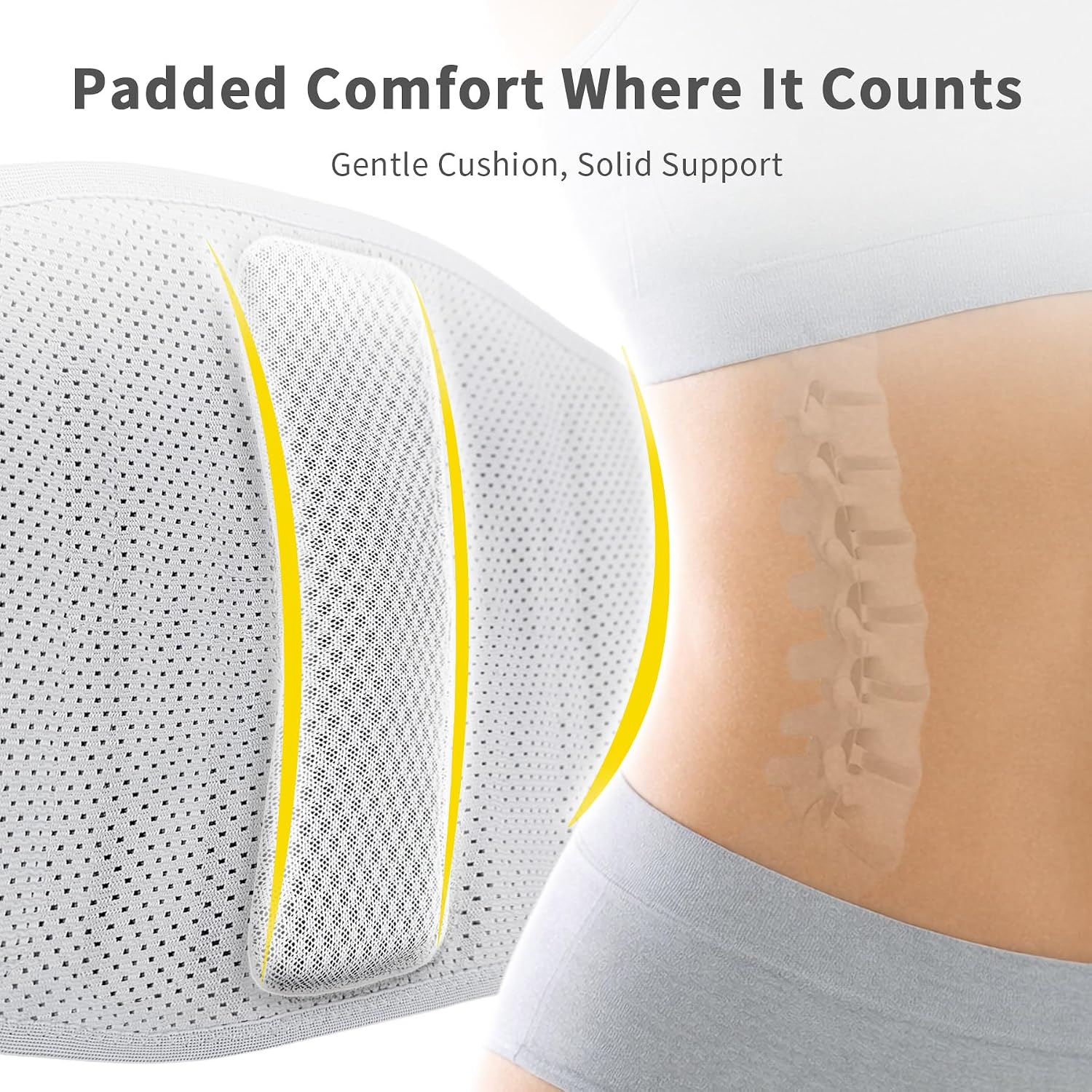 Bracoo Back Brace for Lower Back Pain Back Support Belt for Women and Men, Breathable Lumbar Support Brace with Adjustable Strap for Herniated Disc, Sciatica, Large, BP62
