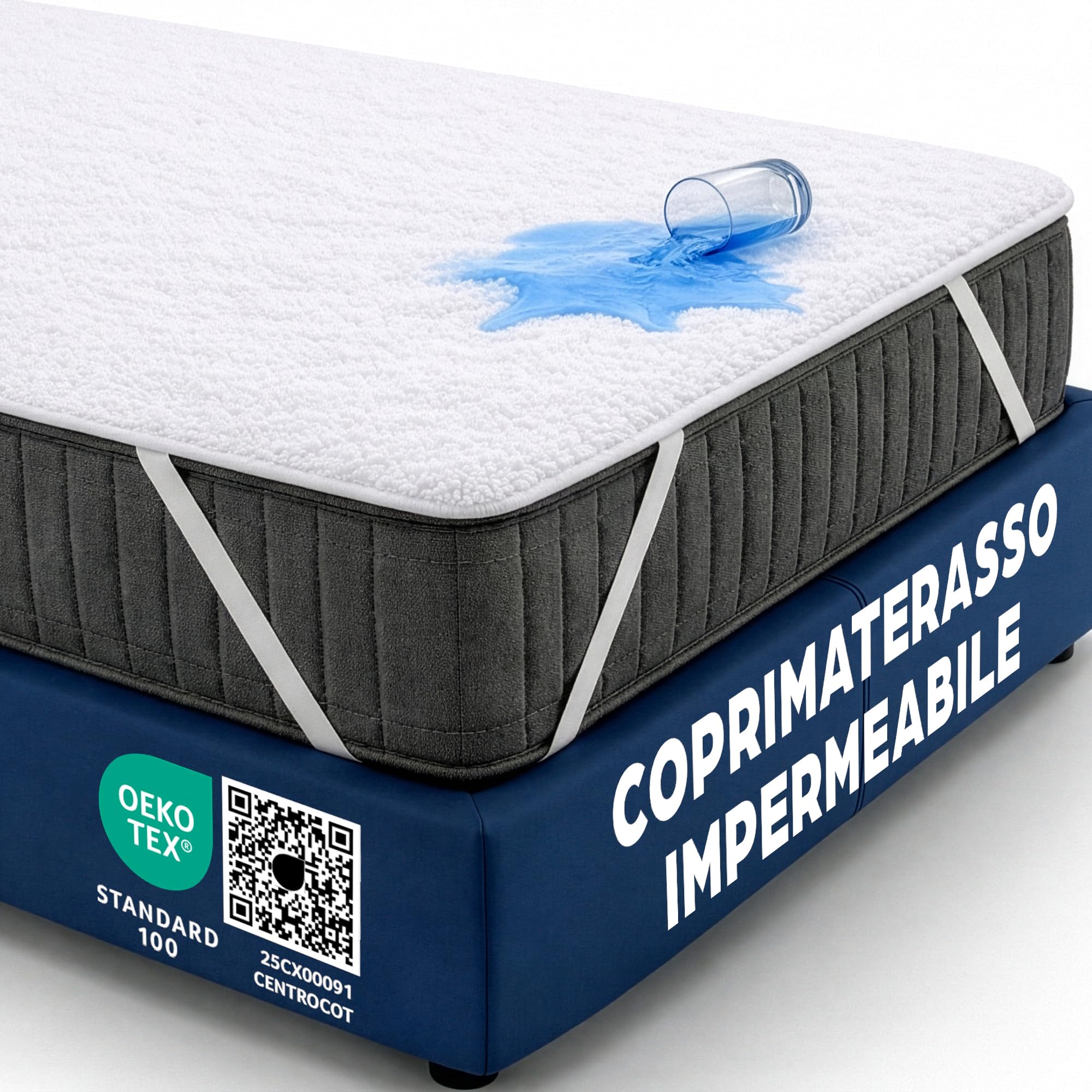 Coprimaterasso Singolo Impermeabile in Cotone 90x190 cm Lenzuolo Cerata Letto Traversa Lettino Protezione in Terry per Materasso Traspirante Antiacaro Anallergico Lavabile in Lavatrice con 4 Elastici