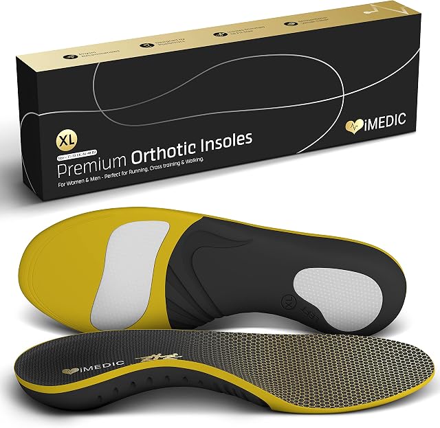 iMedic Premium Orthotic Insoles for Women and Men - Plantar Fasciitis Support - Arch Support Insoles for Men and Women - Plantar Fasciitis Insoles for Support to Help Flat Feet (Size XL: UK 11-13)