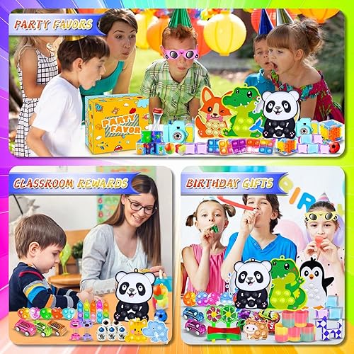 Miniatura 5 de Más de 1000 recuerdos de fiesta para niños, paquete de juguetes para la ansiedad, caja de premios a granel, caja del tesoro, bolsa de regalo,