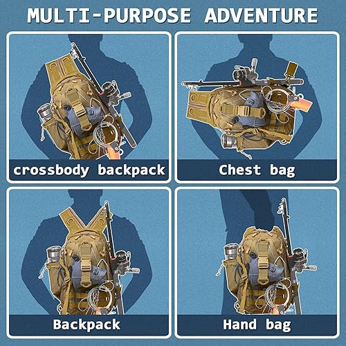 Miniatura 5 de Aertiavty Mochila de pesca, bolsa de pesca con caja de aparejos, bolsa de aparejos de pesca compacta, mochila de aparejos de pesca con soporte